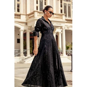 Robe Longue Manches 3/4, Camilla, Iconique IC25-046-BLACK 2