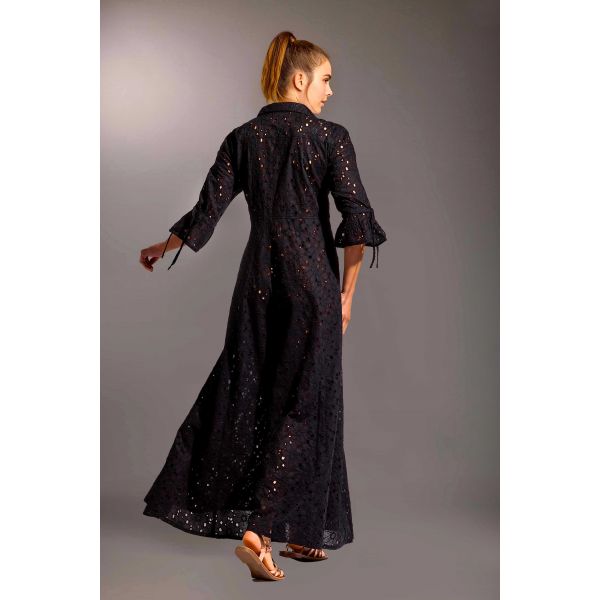 Long Dress with 3/4 Sleeves, Camilla, Iconique IC25-046-BLACK
