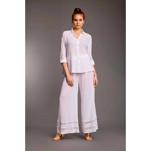 Ensemble en Crépon, Rita/Palazzo, Iconique IC25-112/113-WHITE