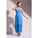 Robe Longue Sans Manches, Bali, David DB25-007-BLUE