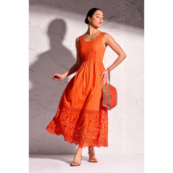 Robe Longue Sans Manches, Bali, David DB25-007-ORANGE
