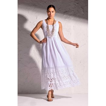 Robe Longue Sans Manches, Bali, David DB25-007-WHITE