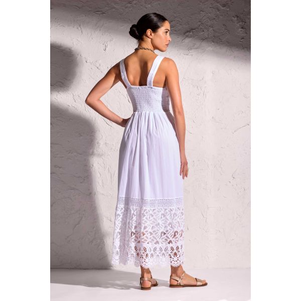 Robe Longue Sans Manches, Bali, David DB25-007-WHITE