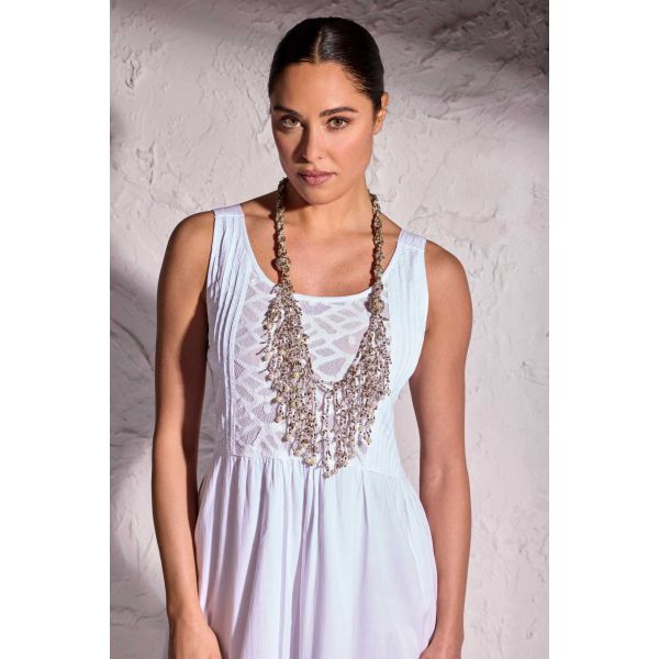 Robe Longue Sans Manches, Bali, David DB25-007-WHITE