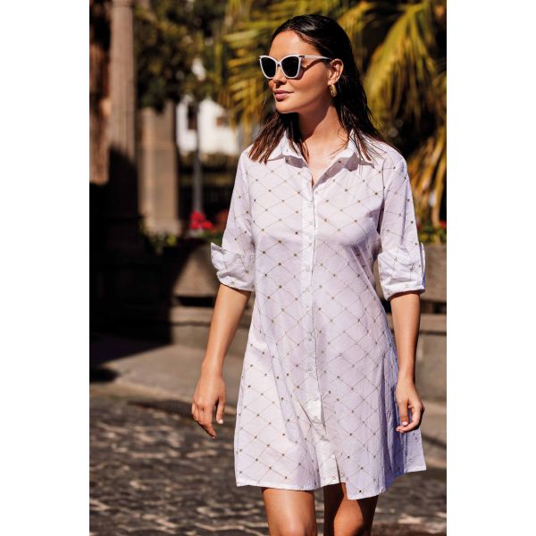 Liquette Boutonnée Manches 3/4, Romina, David DB25-010-WHITE