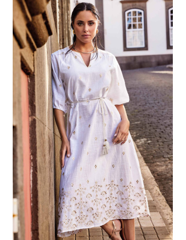 Caftan Manches 3/4, Stromboli, David DB25-012-WHITE