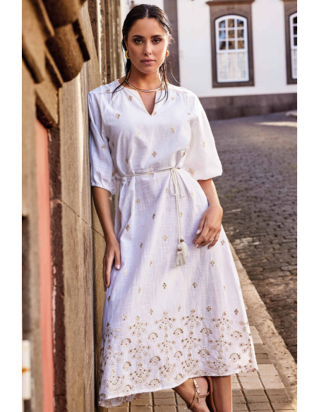 Caftan Manches 3/4, Stromboli, David DB25-012-WHITE