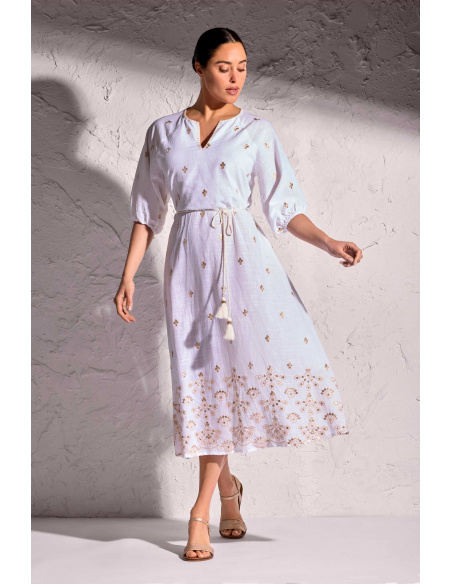 Caftan Manches 3/4, Stromboli, David DB25-012-WHITE