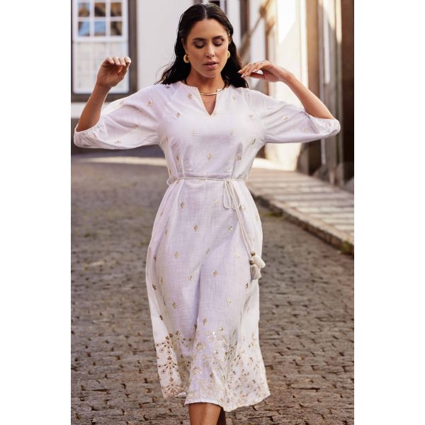 Caftan Manches 3/4, Stromboli, David DB25-012-WHITE