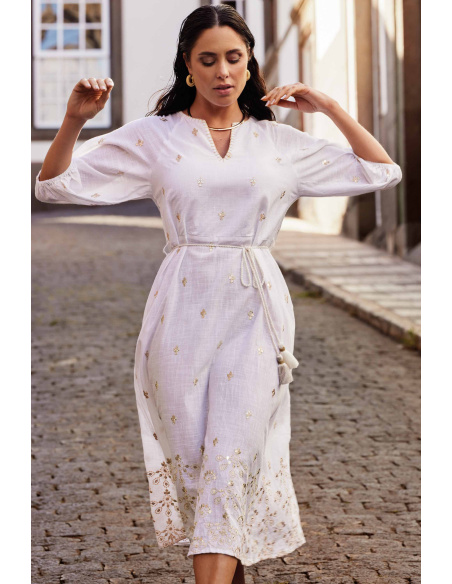 Caftan Manches 3/4, Stromboli, David DB25-012-WHITE