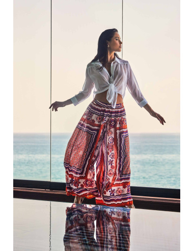 Shirt Lightweight, flowing long sleeves, Sophie, David DB25-060-WHITE