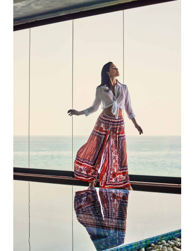 Shirt Lightweight, flowing long sleeves, Sophie, David DB25-060-WHITE