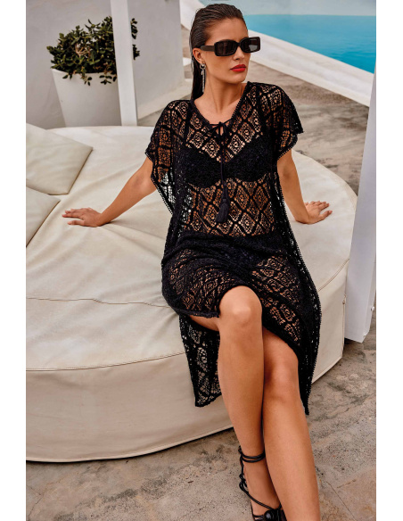 Long Caftan, Carla,  Miradonna MI25-052-BLACK