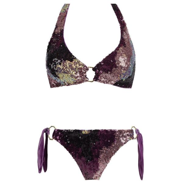 Two-piece triangle swimsuit, Americano Purple Foil, Aquadicocco AQ83425AU