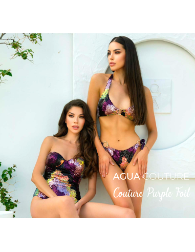 Maillot de Bain 2 Pièces, Americano Purple Foil, Aquadicocco AQ83425AU