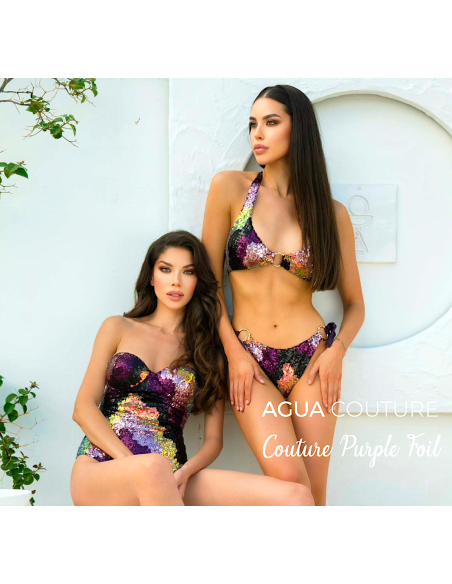 Maillot de Bain 2 Pièces, Americano Purple Foil, Aquadicocco AQ83425AU