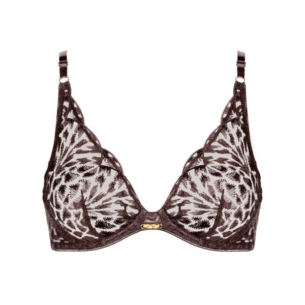 Underwired Triangle Bra, Cray In Love - Satin Brown, Aubade 5DF12-SATI