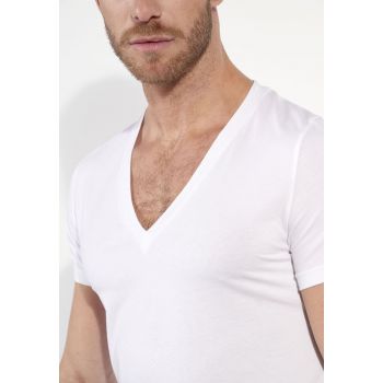 Tee Shirt Manches Courtes Col V, Suprème Cotton, Hom 401331-0003 2