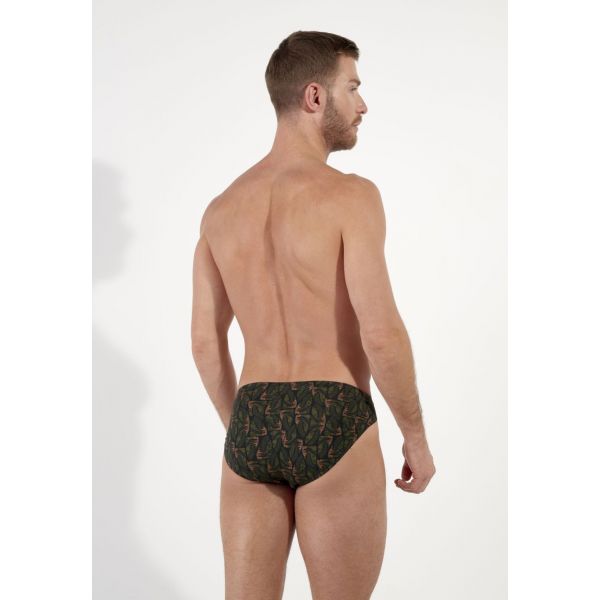 Micro Comfort Briefs, Vizzavona - Khaki Print, Hom 403106-P0XD