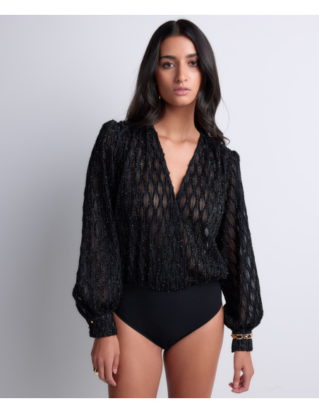 Long-Sleeved Bodysuit, Les Body by Aubade - Black, Aubade 1M84-E-BLAK