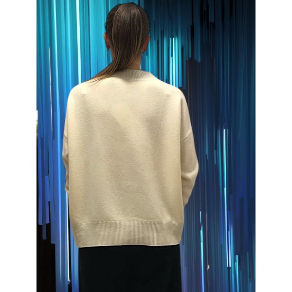 Pull Manches Longue Col V Laine Cardée et Lurex Blanc/Argent, Oscalito 7672L-101