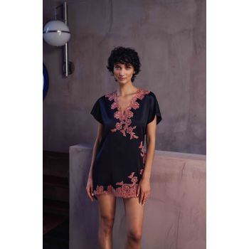 Chemise de Nuit Courte en Soie et Broderie, Bonnie-Noi, Marjolaine 4BON0501-0481 2