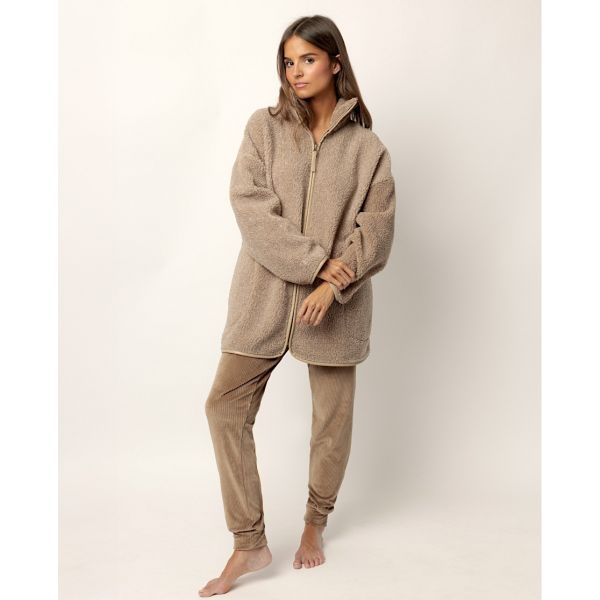 Long-Sleeved Zip-Up Jacket Chocolate, Ad Selection 67323