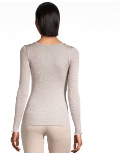 Top Long Sleeves Pleated Crew Neck 100% Silk, Oscalito 9515-350 2