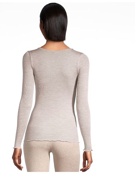 Top Long Sleeves Pleated Crew Neck 100% Silk, Oscalito 9515-350