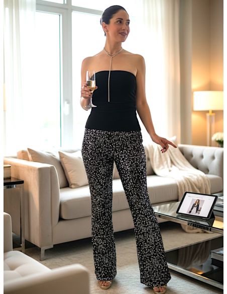 Pantalon Paillettes, Ad Selection 49214-NOIR