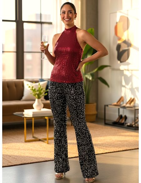 Pantalon Paillettes, Ad Selection 49214-NOIR