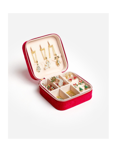 Coffret à Bijoux (4 Colliers, 4 Boucles, 2 Broches), Ad Selection 69166+-ROUGE