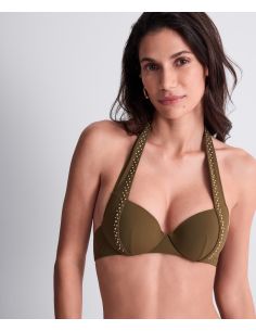 Haut de Maillot Bain Plunge Coques, Summer Stars - Khaki, Aubade 6P08-KHAI