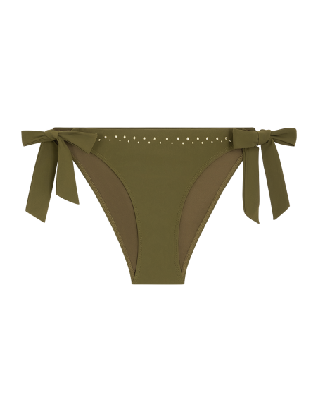 Bas de Maillot Bain Slip Mini Coeur, Summer Stars - Khaki, Aubade 6P20-KHAI