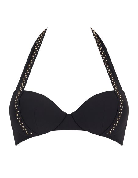 Push-up Padded Bikini Top, Summer Stars - Black, Aubade 6P08-BLACK