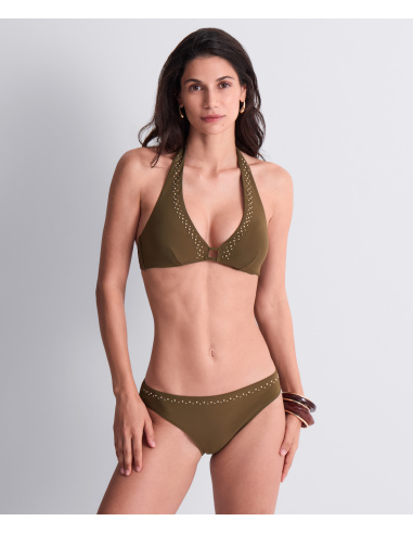 Bas de Maillot Bain Slip Brésilien, Summer Stars - Khaki, Aubade 6P22-KHAI