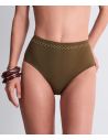 Bas de Maillot Bain Culotte Haute, Summer Stars - Khaki, Aubade 6P24-KHAI