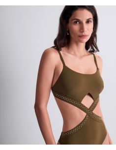 Maillot Bain Trikini, Summer Stars - Khaki, Aubade 6P68-KHAI