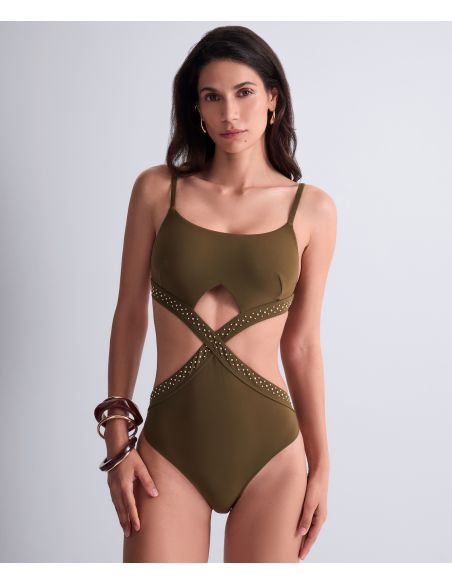 Maillot Bain Trikini, Summer Stars - Khaki, Aubade 6P68-KHAI