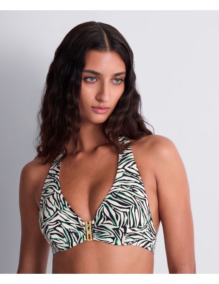 Plunge Bikini Top with Padded Cups, Tropical Splash, Aubade 6V12-WILS