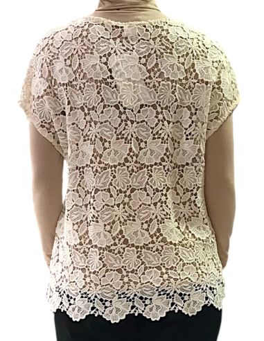 Top Sans Manches Macramé Allover 70%Laine-30%Soie, Oscalito 5620-012