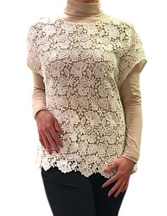 Top Sans Manches Macramé Allover 70%Laine-30%Soie, Oscalito 5620-012 2