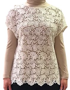 Top Sans Manches Macramé Allover 70%Laine-30%Soie, Oscalito 5620-012