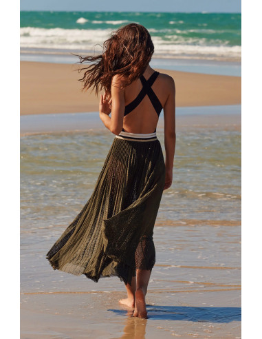 Crossover Back One-Piece Swimsuit, Capri, Pain De Sucre CAPRI61-NOIR