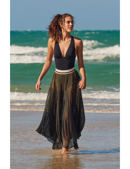 Maillot 1 Pièce Croisée Dos, Capri, Pain De Sucre CAPRI61-NOIR