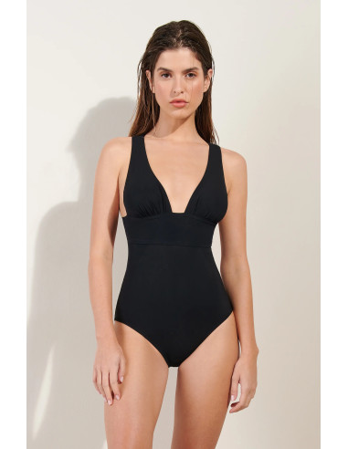 Crossover Back One-Piece Swimsuit, Capri, Pain De Sucre CAPRI61-NOIR