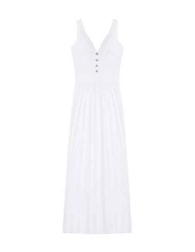 Long flared dress, Ralia, Pain De Sucre RALIA45-BLANC