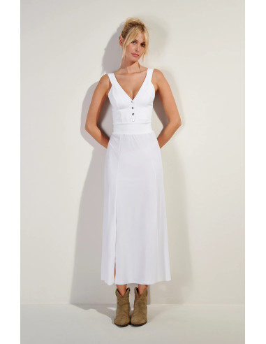 Robe Longue évasée, Ralia, Pain De Sucre RALIA45-BLANC