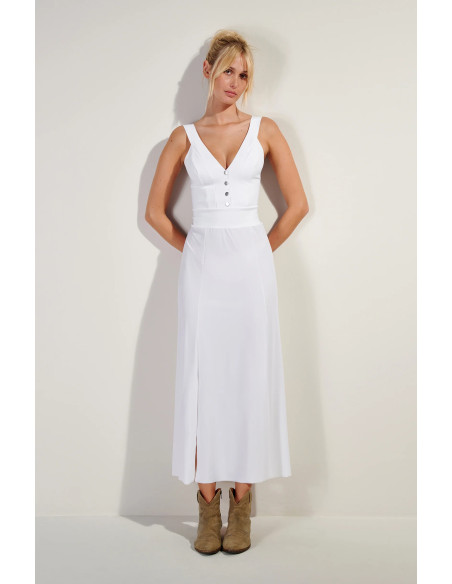 Robe Longue évasée, Ralia, Pain De Sucre RALIA45-BLANC