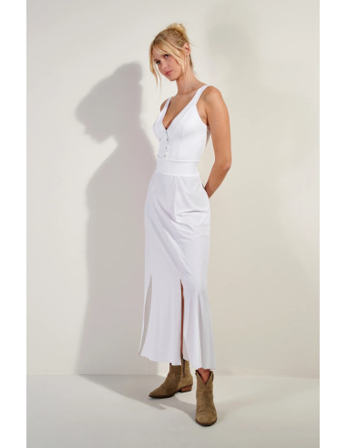 Long flared dress, Ralia, Pain De Sucre RALIA45-BLANC